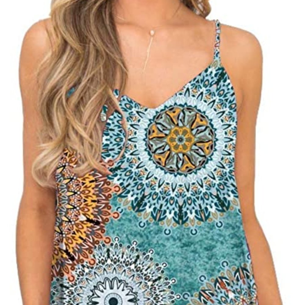Women's Spaghetti Strap Swing Tank Cover Up Dress - Picture 1 of 4